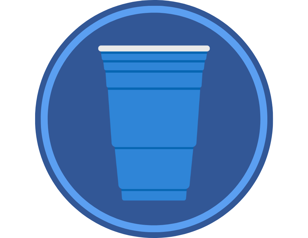 Blue solo cup symbolizing alcohol