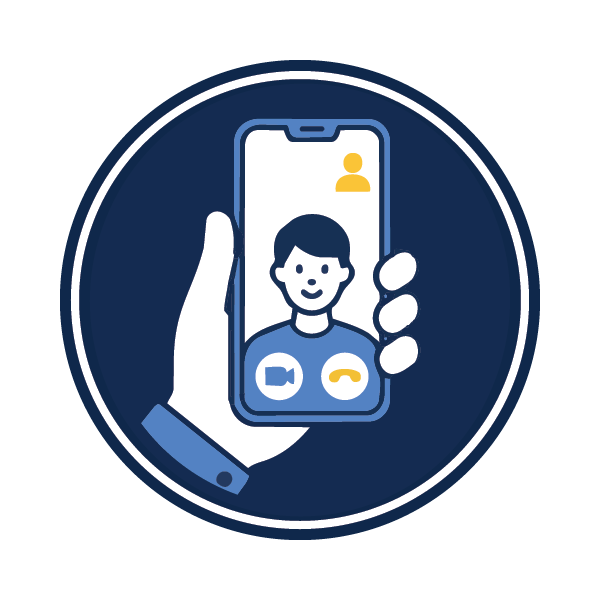 Parent connecting with student virtually through the phone