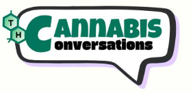 THC Cannabis Conversations logo with its molecular structure and speech bubble design
